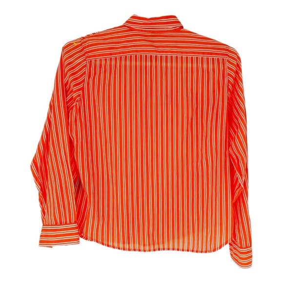 RALPH LAUREN Women’s Stripe long roll tab sleeve Button Up Shirt Sz L Petite - Picture 8 of 8